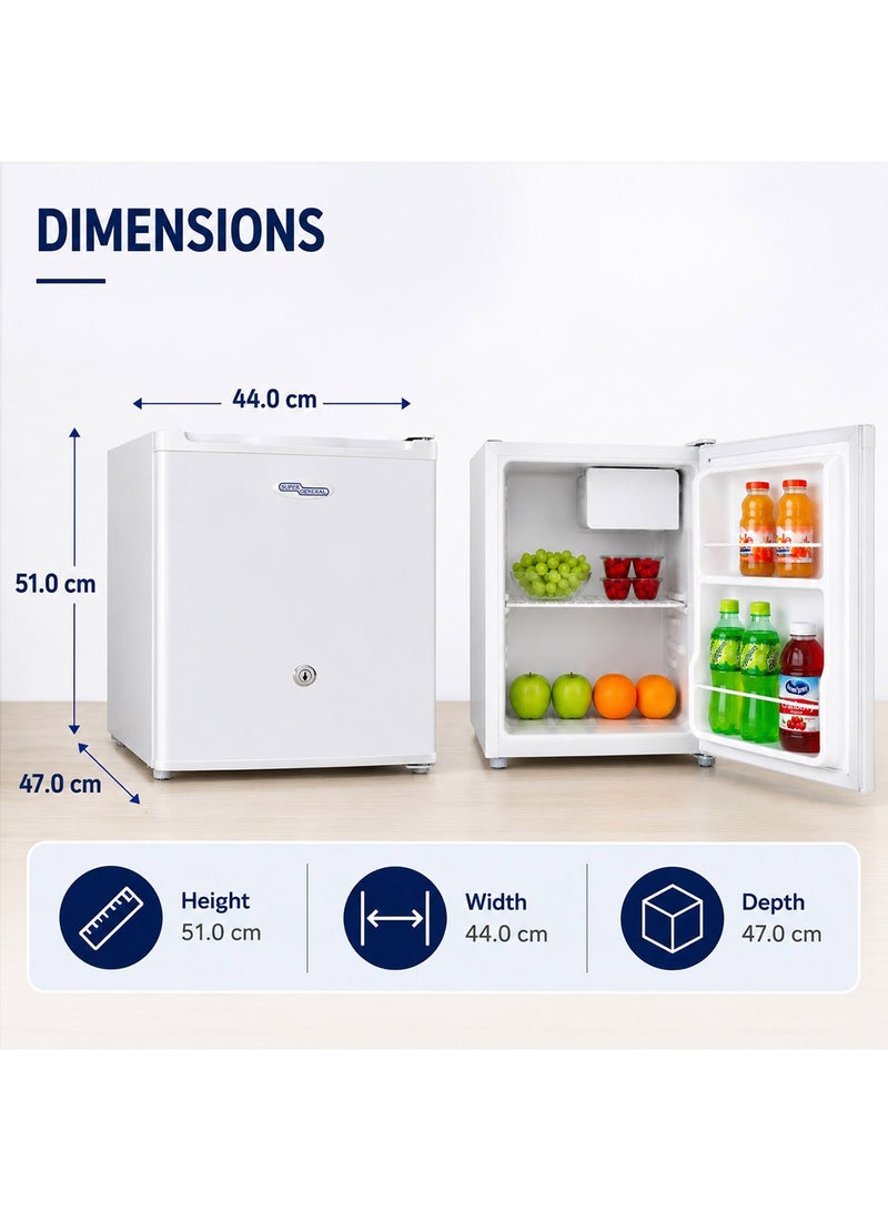 SUPER GENERAL 50 Liter Gross Volume Compact Mini-Refrigerator,  Beverage-Fridge with Child Lock, Shelf, Freezer-Box, reversible door, SGR035HE, White 50 L SGR035HE white - Image 5