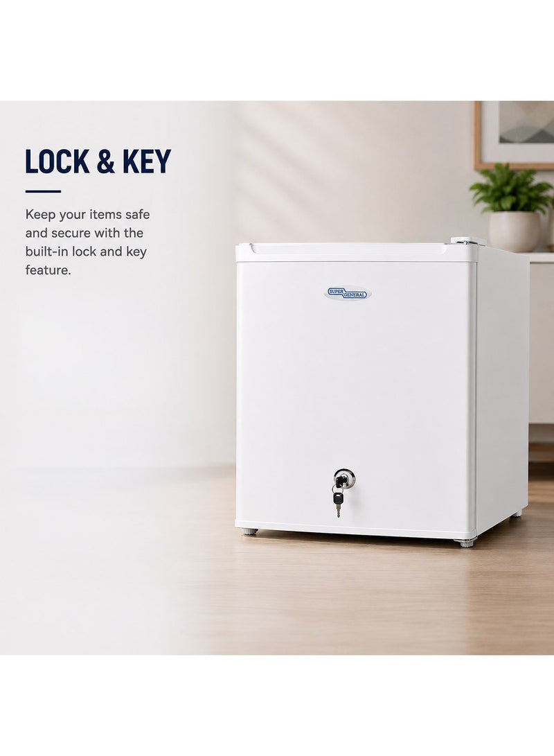 SUPER GENERAL 50 Liter Gross Volume Compact Mini-Refrigerator,  Beverage-Fridge with Child Lock, Shelf, Freezer-Box, reversible door, SGR035HE, White 50 L SGR035HE white - Image 3