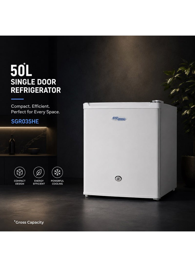 SUPER GENERAL 50 Liter Gross Volume Compact Mini-Refrigerator,  Beverage-Fridge with Child Lock, Shelf, Freezer-Box, reversible door, SGR035HE, White 50 L SGR035HE white - Image 2