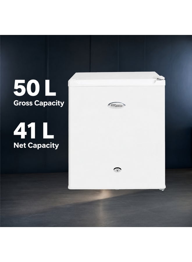 SUPER GENERAL 50 Liter Gross Volume Compact Mini-Refrigerator,  Beverage-Fridge with Child Lock, Shelf, Freezer-Box, reversible door, SGR035HE, White 50 L SGR035HE white - Image 2