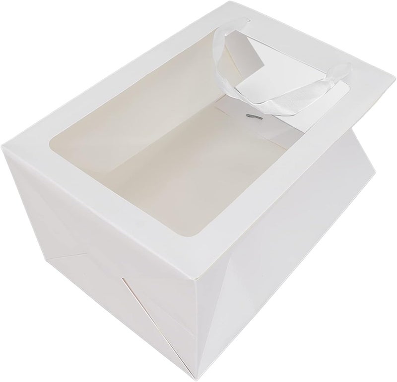 klarako Kraft Paper Bag with Window,Transparent Gift Bag with Handle Rectangle Shape Large Gift Bag for Christmas Birthdays Weddings,11.8x7.9x6.3inch Reusable Gift Wrap Bag Bulk(white) - Image 3
