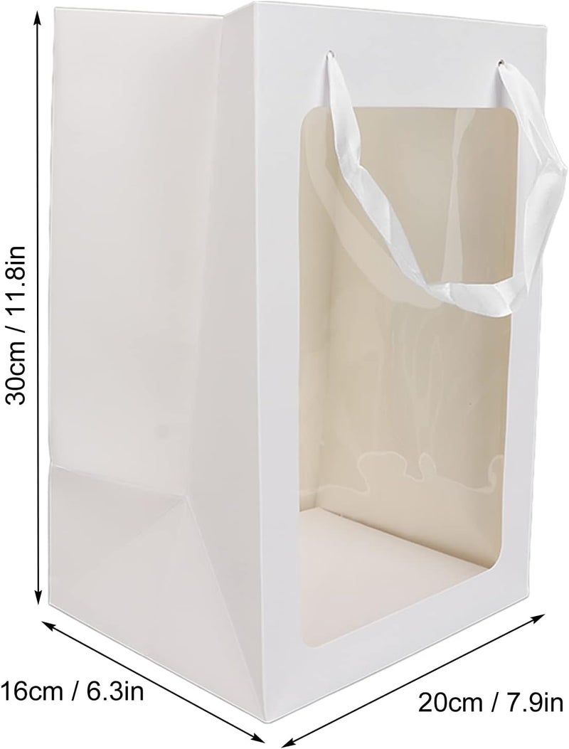 klarako Kraft Paper Bag with Window,Transparent Gift Bag with Handle Rectangle Shape Large Gift Bag for Christmas Birthdays Weddings,11.8x7.9x6.3inch Reusable Gift Wrap Bag Bulk(white) - Image 5