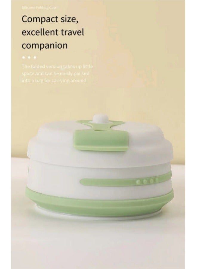كوب شرب تلسكوبي قابل للطي محمول من السيليكون، كوب قهوة قابل للطي، أخضر، 350 مل - Image 3
