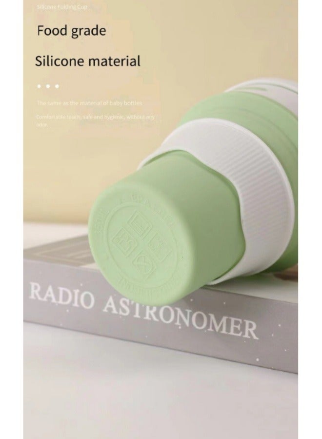 كوب شرب تلسكوبي قابل للطي محمول من السيليكون، كوب قهوة قابل للطي، أخضر، 350 مل - Image 4