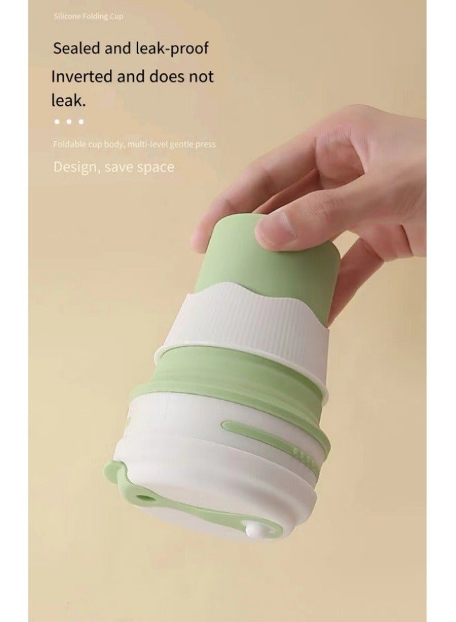 كوب شرب تلسكوبي قابل للطي محمول من السيليكون، كوب قهوة قابل للطي، أخضر، 350 مل - Image 2