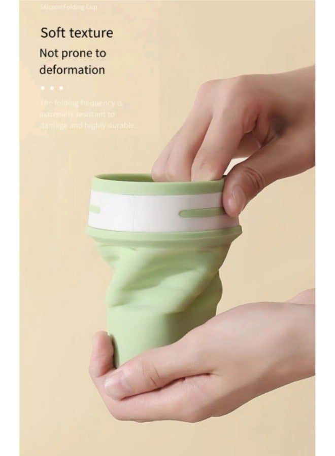 كوب شرب تلسكوبي قابل للطي محمول من السيليكون، كوب قهوة قابل للطي، أخضر، 350 مل - Image 5