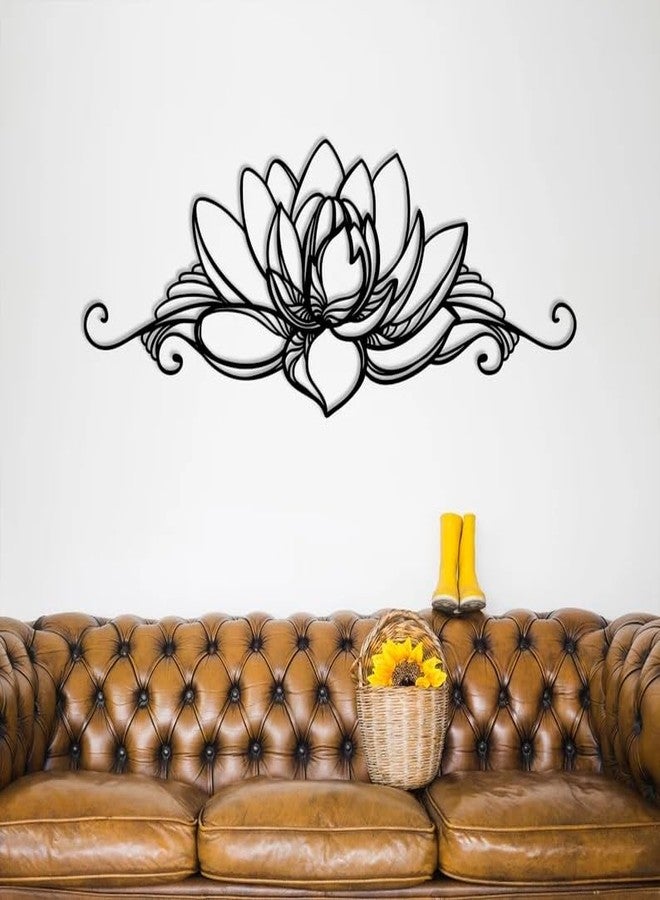 BLIND SHOP Lotus Flower Metal Wall Art, Living Room Decor, Above Bed Decor, Housewarming Gift, Trendy Wall Art, Spiritual Wall Decor, Yoga Lover Gift (58x24x1.5 CM) - Image 3