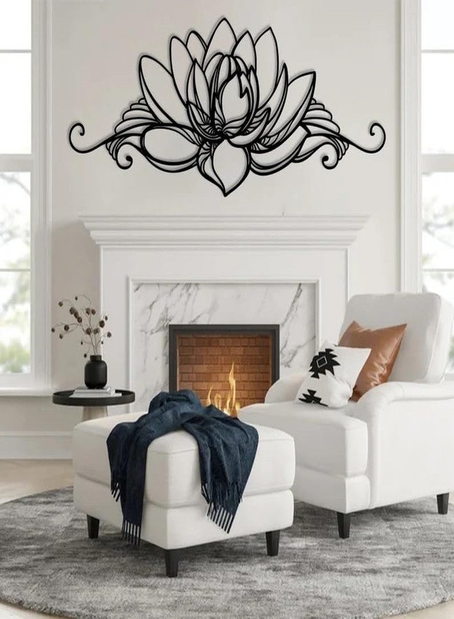 BLIND SHOP Lotus Flower Metal Wall Art, Living Room Decor, Above Bed Decor, Housewarming Gift, Trendy Wall Art, Spiritual Wall Decor, Yoga Lover Gift (58x24x1.5 CM) - Image 4