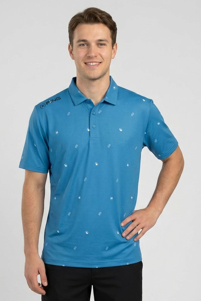 Ping Men Sportswear Fit Short Sleeve Outdoor Polo Shirt, Blue - Image 1