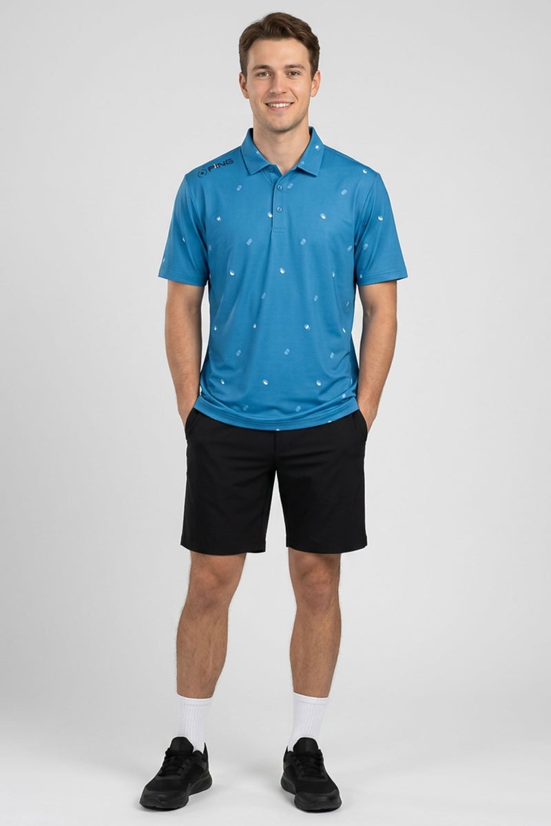 Ping Men Sportswear Fit Short Sleeve Outdoor Polo Shirt, Blue - Image 2