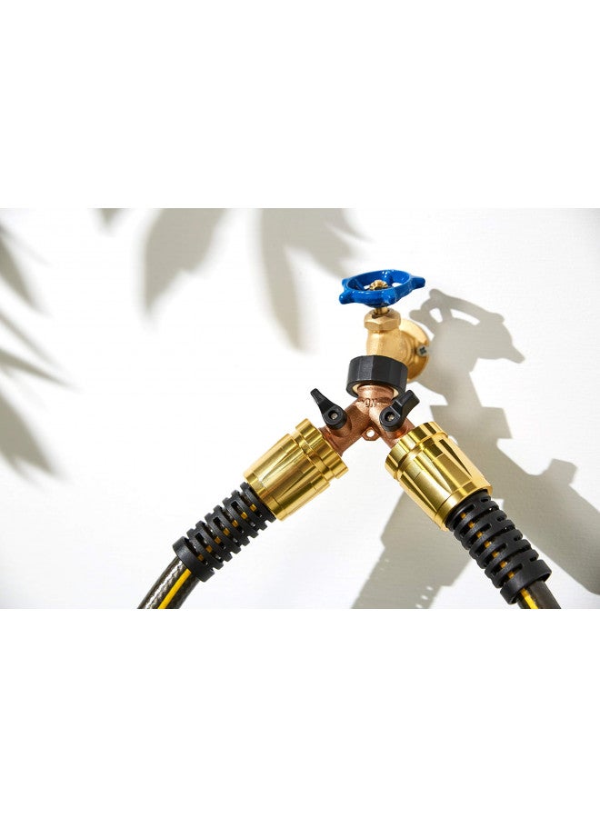 ORBIT محول خرطوم الحديقة Orbit 58248، محول صنبور مزدوج المخرج من النحاس، بني - Image 1