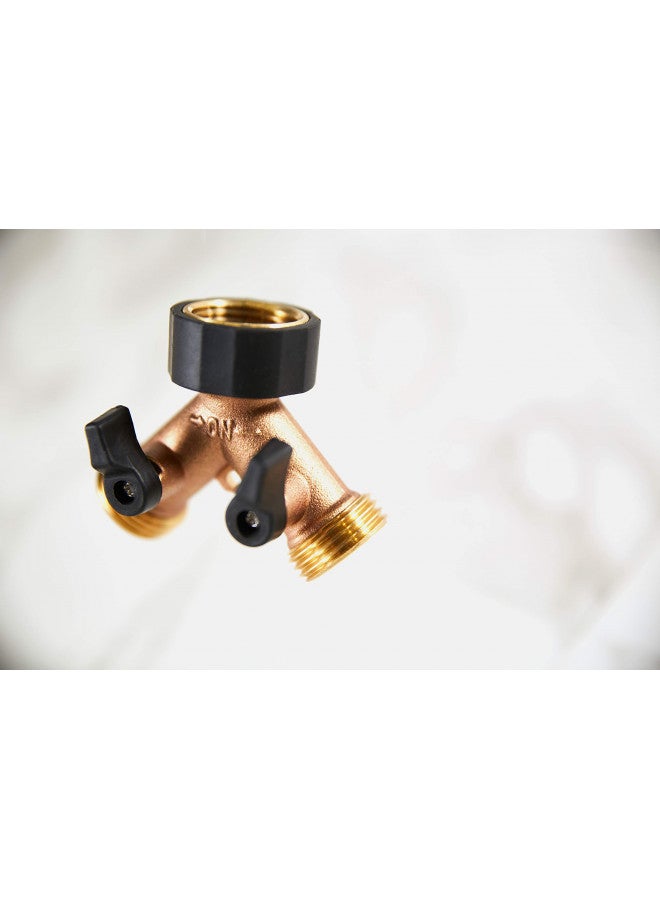 ORBIT محول خرطوم الحديقة Orbit 58248، محول صنبور مزدوج المخرج من النحاس، بني - Image 2