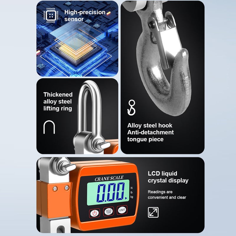 Hancaner LCD Digital Display Crance Scale 0.05-500kg Portable Industrial Electronic Heavy Duty Weight Hook Crane with Unit Change Function - Image 5
