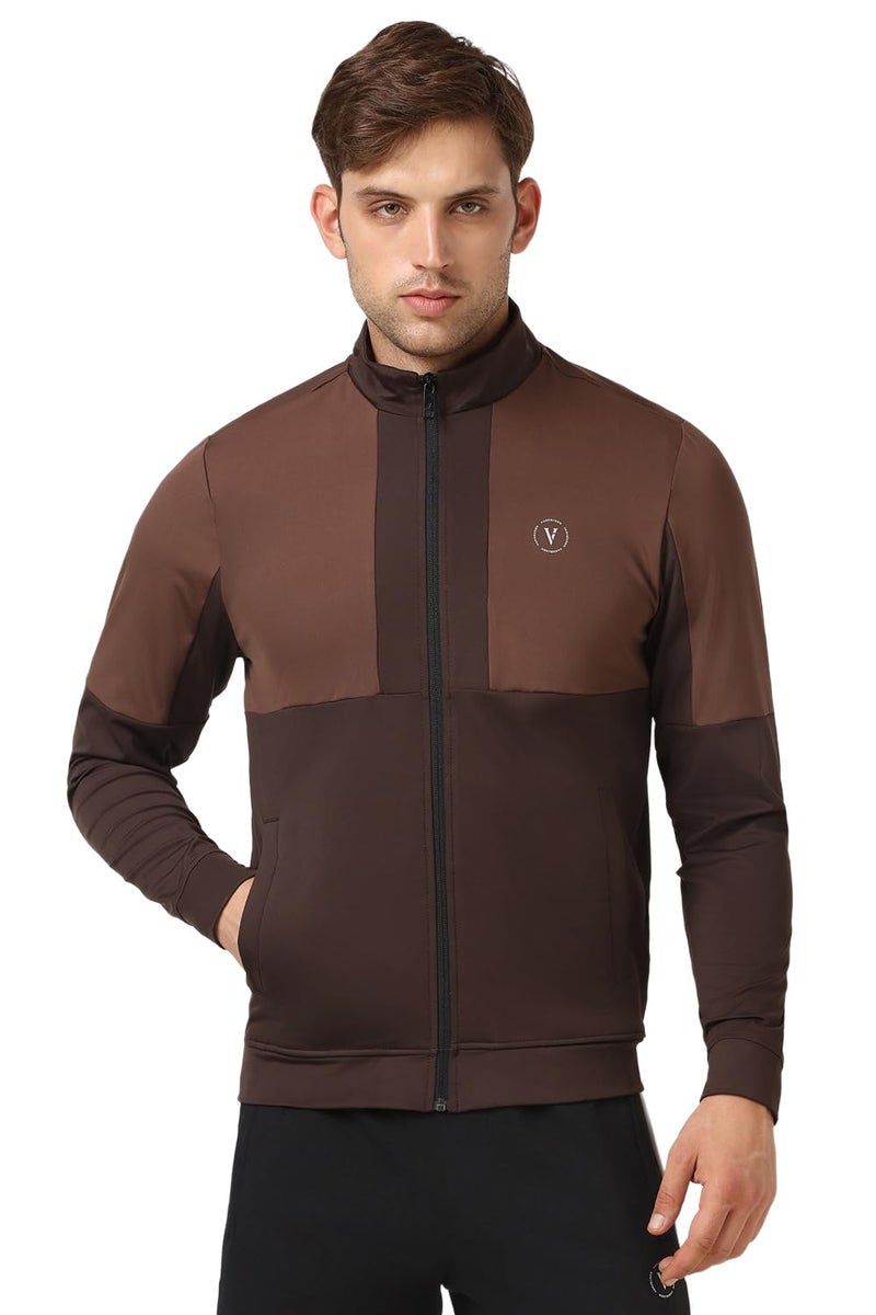 Van Heusen Men Brown Print Casual Jacket - Image 1