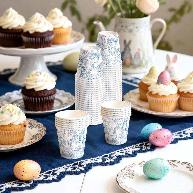 WRAPAHOLIC 3oz Easter Paper Cups - 100 Pack Disposable Bathroom Cups with Blue Sketch Bunny Design, Small Mouthwash Cup for Toothbrush Rinse, Bathroom, Easter, Baby Shower and Party - Image 5