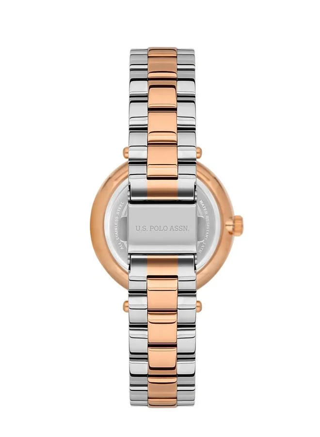يو اس بولو اسن Stile 35mm Women's Watch with Rose Gold Dial & Two-tone Stainless Steel Bracelet