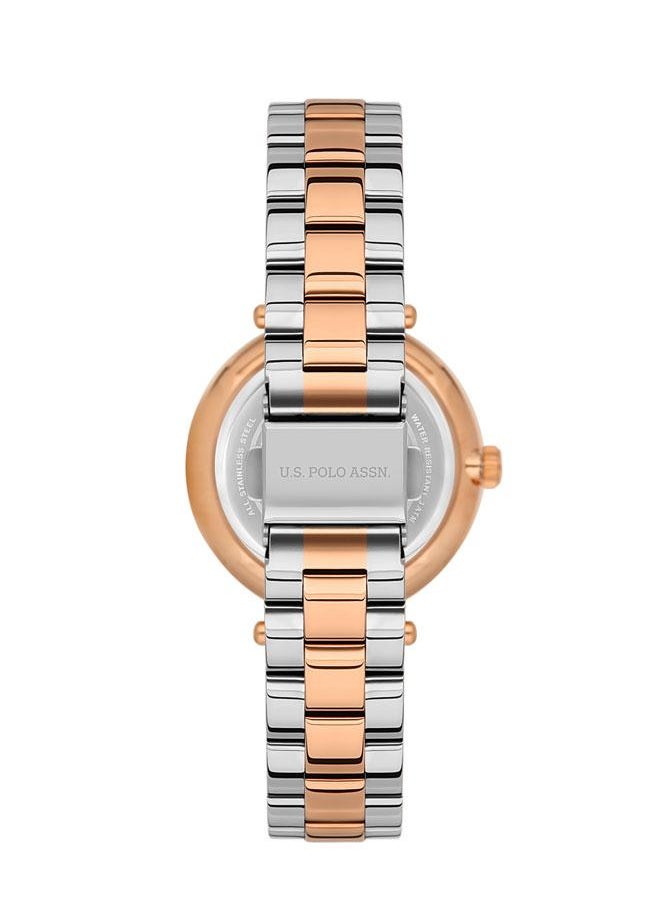U.S. Polo Assn. U.S. Polo Assn. Stile 35mm Ladies' Rose Gold Dial Watch with Two-Tone Rose Gold and Silver Stainless Steel Band - USPA2048-02, Bold Elegance  - Image 3