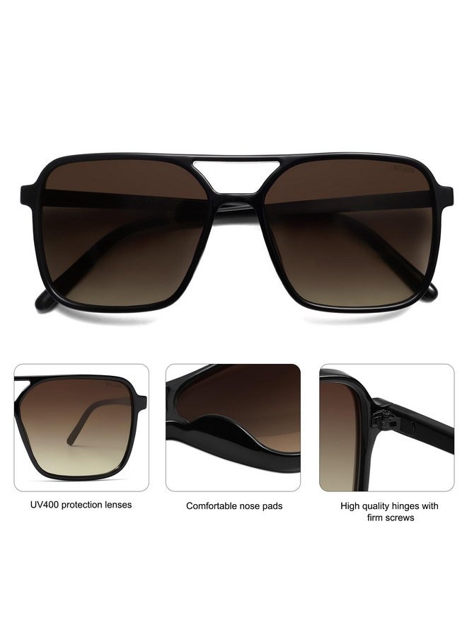 Sojos Trendy Aviator Retro Square Sunglasses For Womens Mens Uv400 Women Cute Sun Glasses Sj2327 Black Brown Grading Lens  - Image 4