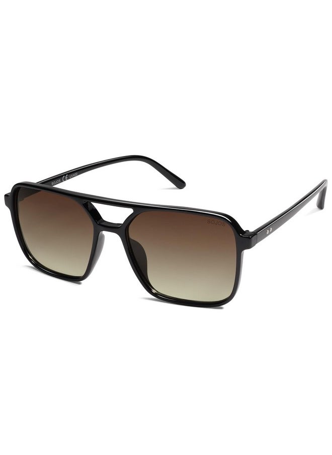 Sojos Trendy Aviator Retro Square Sunglasses For Womens Mens Uv400 Women Cute Sun Glasses Sj2327 Black Brown Grading Lens  - Image 3
