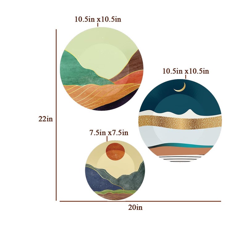 WOODHANG Beautiful Set of 3 Modern Nature Printed Ceramic Wall Decorative PlatesPerfect Home Decor and Wall Decor Items for Your Hall and Living Room - Image 2