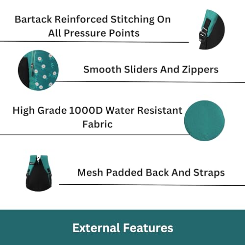 HYDER Bliss 30L Latest Cute and Stylish School Bag for Girls - Perfect for School, College, Office, Travel and Tution Durable School bags for Kids And Women | Perfect Girls Bag (Sea Green) - Image 5