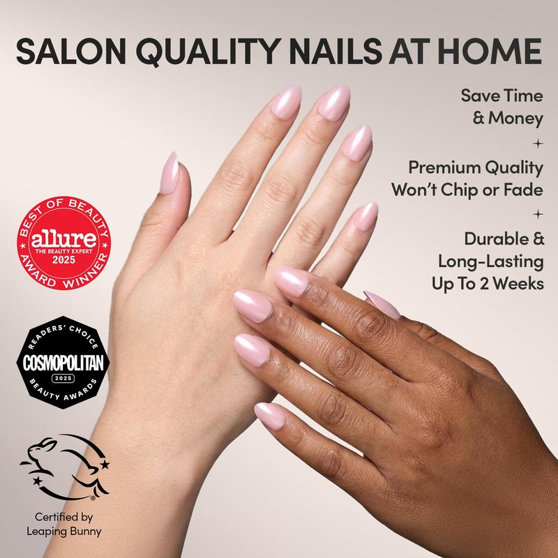 Glamnetic Press On Nails - Pinch Me | Short Oval Fake Nails, Blush Pink with a Glossy, Glazed Finish, Salon Quality | 15 Sizes - 30 Nail Kit with Glue - Image 2