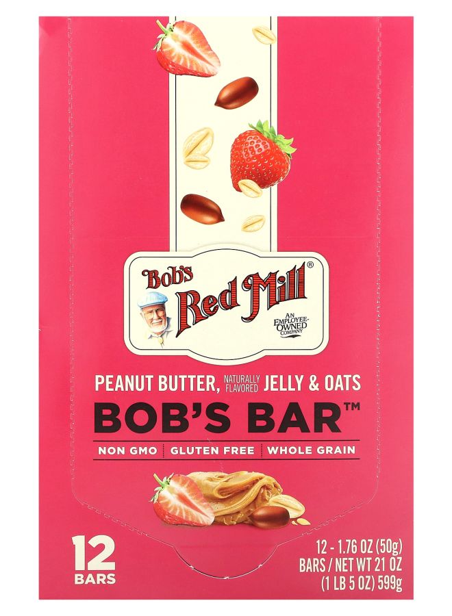 Bob's Red Mill Bob's Bar Peanut Butter Jelly & Oats 12 Bars 1.76 oz (50 g) Each