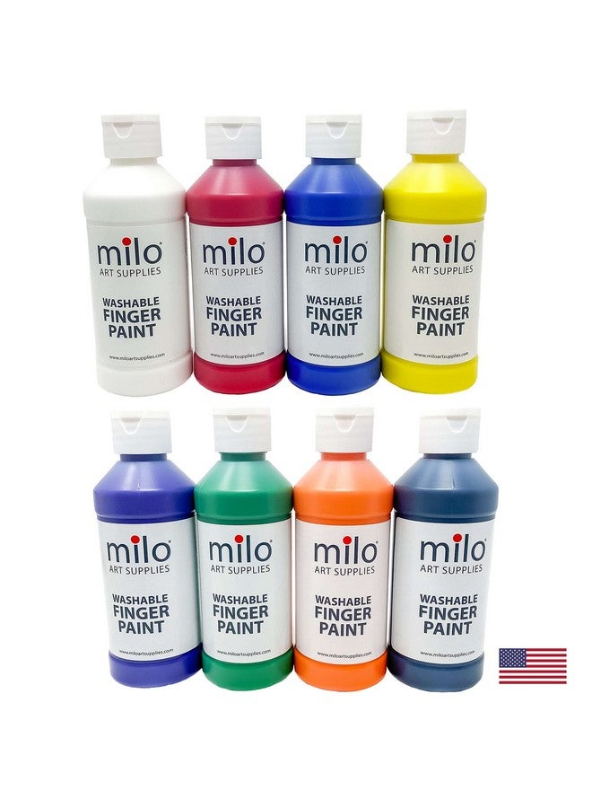 milo Kid's Washable Finger Paint Set of 8 Colors | 8 oz Bottles | Safe and Non-Toxic | Made in the USA | Art & Craft Paints for Kids, Toddlers, Pre School Supplies Painting Set for Children | Easy Pour and Squeeze Bottles - Image 4
