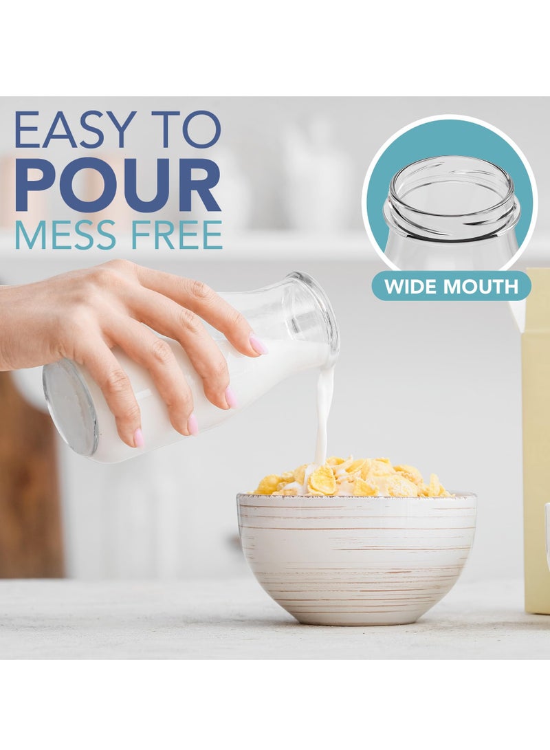 SYOSI Glass Bottles for 280ml Set of 6 Clear Glass Milk Bottles with Red Gingham Lids Metal Airtight Lids for Beverages Retro Glass Juice Liquids Décor Bottles for Weddings BBQ's Picnics - Image 4