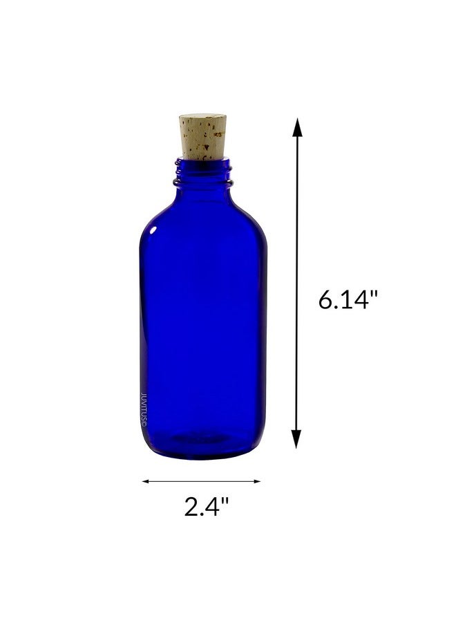 JUVITUS JUVITUS 8 oz Glass Cobalt Blue Boston Round Bottle with Cork Stopper Closure (6 Pack) + Funnel and Travel Foamer  - Image 2