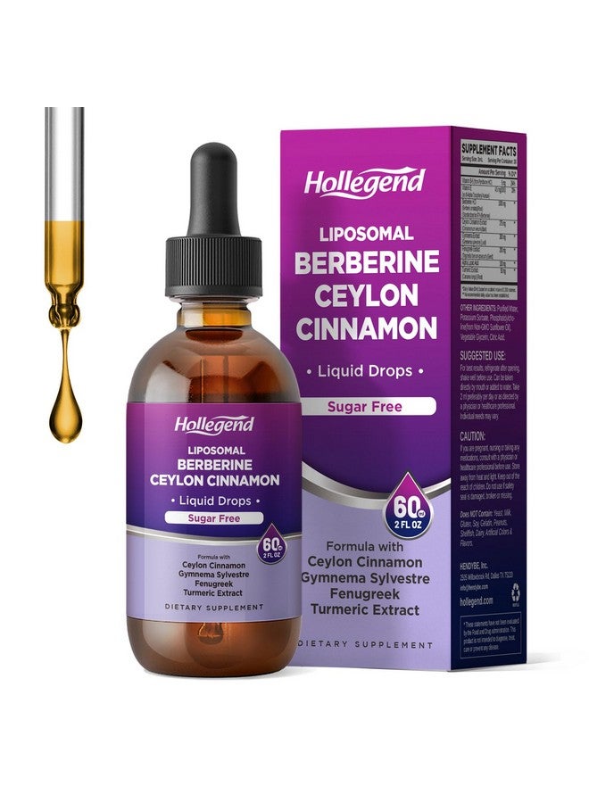 Hollegend قطرات بربرين سائلة ليبوسومال خالية من السكر، مستخلص بربرين مع مكمل قرفة سيلون للبالغين، دعم المناعة والهضم، نكهة ليمون طبيعية، 2 أونصة سائلة - Image 1