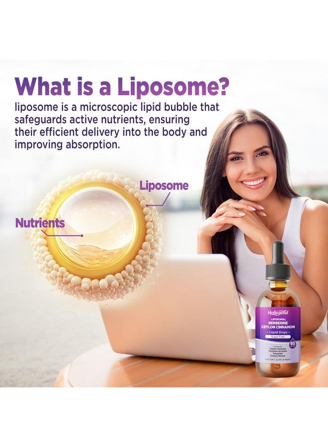 Hollegend قطرات بربرين سائلة ليبوسومال خالية من السكر، مستخلص بربرين مع مكمل قرفة سيلون للبالغين، دعم المناعة والهضم، نكهة ليمون طبيعية، 2 أونصة سائلة - Image 5