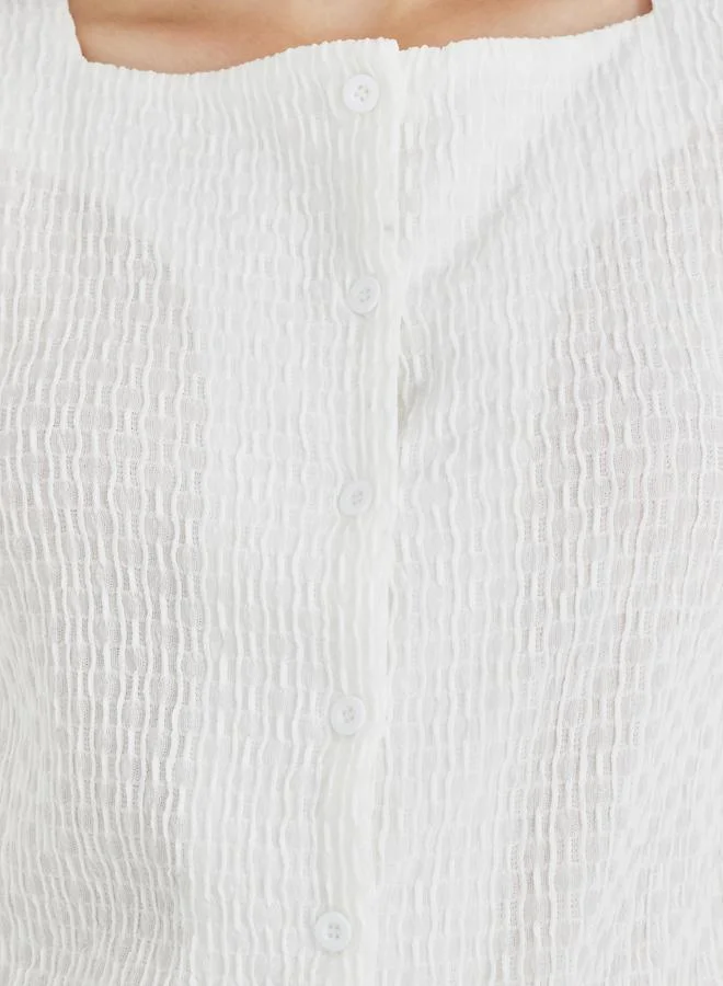 Take Two Take Two Textured Sleeveless Buttoned Top