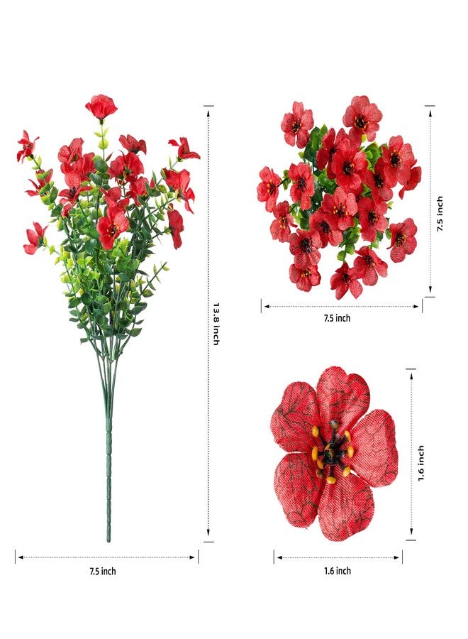 florisso Artificial Fake Mums Plants Flowers for Outdoor Outside Fall Autumn, 12 Bundles Faux Silk Red Daisy UV Sun Resistant Look Real for Porch Patio Home Window Box Yard Planter - Image 4