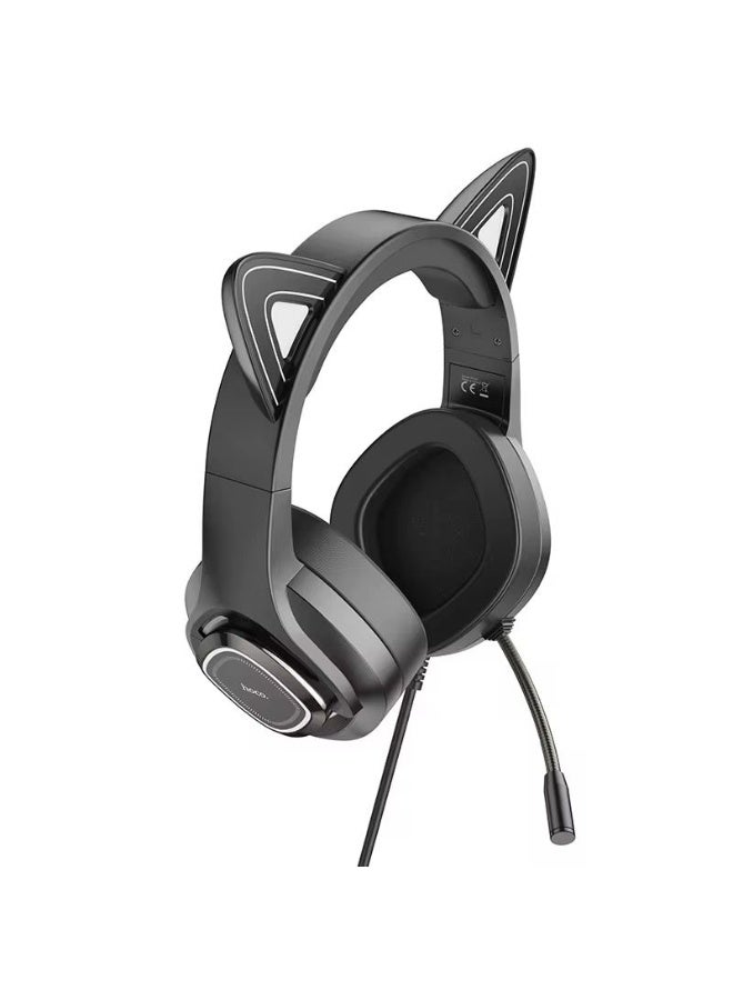 Hoco W107 Gaming Headset with LED Lights – Cat Ear Design, Surround Sound, HD Microphone for PC/PS4/PS5/Mobile - Image 3