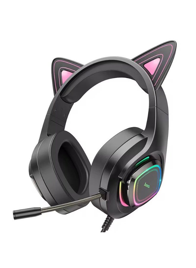 Hoco W107 Gaming Headset with LED Lights – Cat Ear Design, Surround Sound, HD Microphone for PC/PS4/PS5/Mobile - Image 1