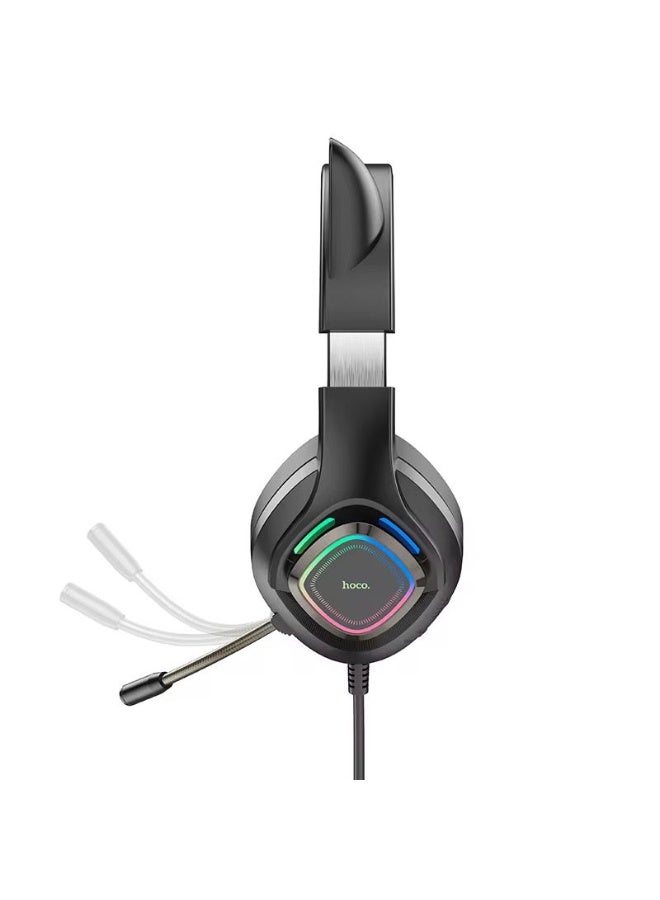 Hoco W107 Gaming Headset with LED Lights – Cat Ear Design, Surround Sound, HD Microphone for PC/PS4/PS5/Mobile - Image 4