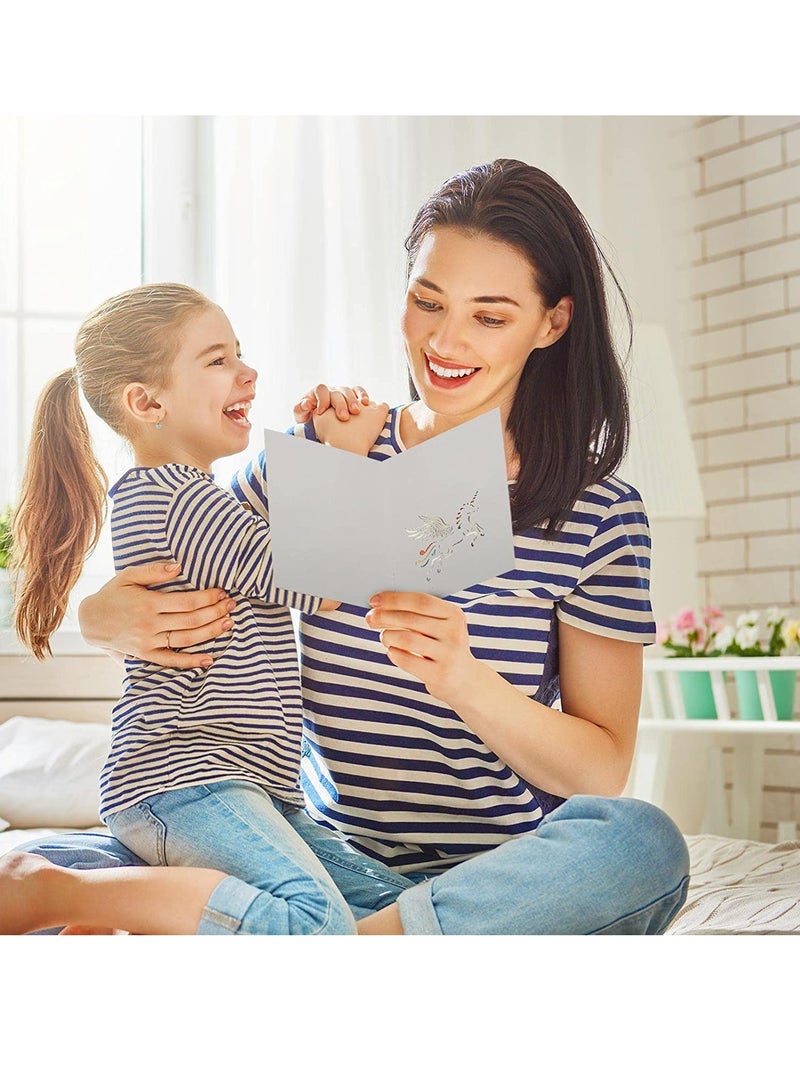 Zikra 3D Pop-Up Unicorn Greeting Card, Rainbow Design, with Envelope Blank, Suitable for Birthday, Wedding - Image 5