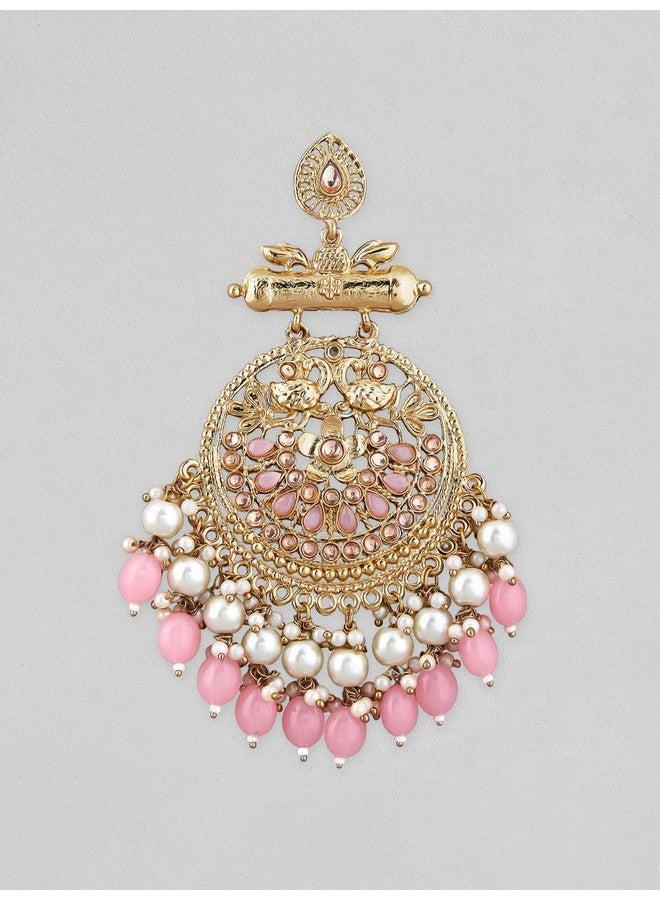 Rubans 22K Gold Plated Chandbali Earrings With Beautiful Beads And Pearls For Women - Image 2