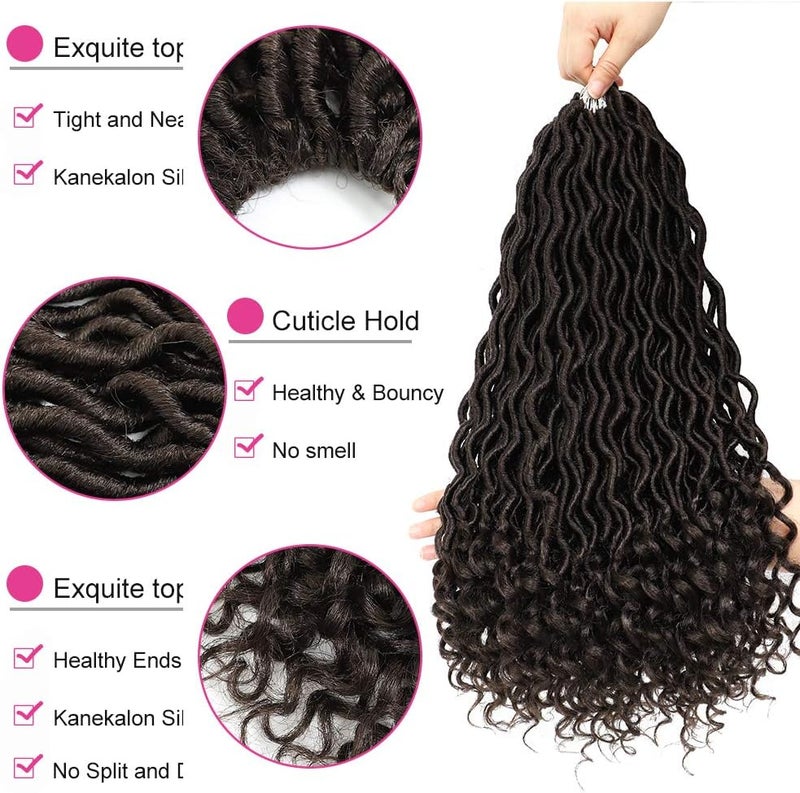 الي بلينغ 6 عبوات إضافات شعر صناعية مجعدة مموجة محاكية لضفائر الإلهة كروشيه تجديل شعر صناعي ضفائر محاكية كروشيه تجديل شعر منخفض الحرارة تجديل شعر مموج عميق مع تجعيد (14 بوصة 6 عبوات-4) - Image 5