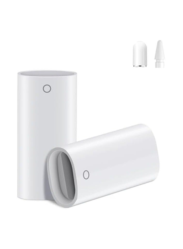 PROMASS 【2 Pack】 Charging Adapter for Apple Pencil 1st Generation with 1xCaps and 1xNibs Replacement Accessory, Female to Female Charger Connector  - Image 1