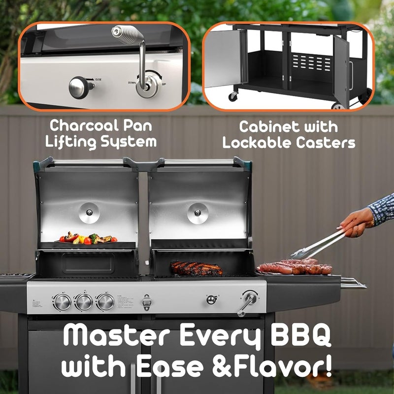 Royal Gourmet Dual Fuel Gas and Charcoal Grill Combo - Image 3