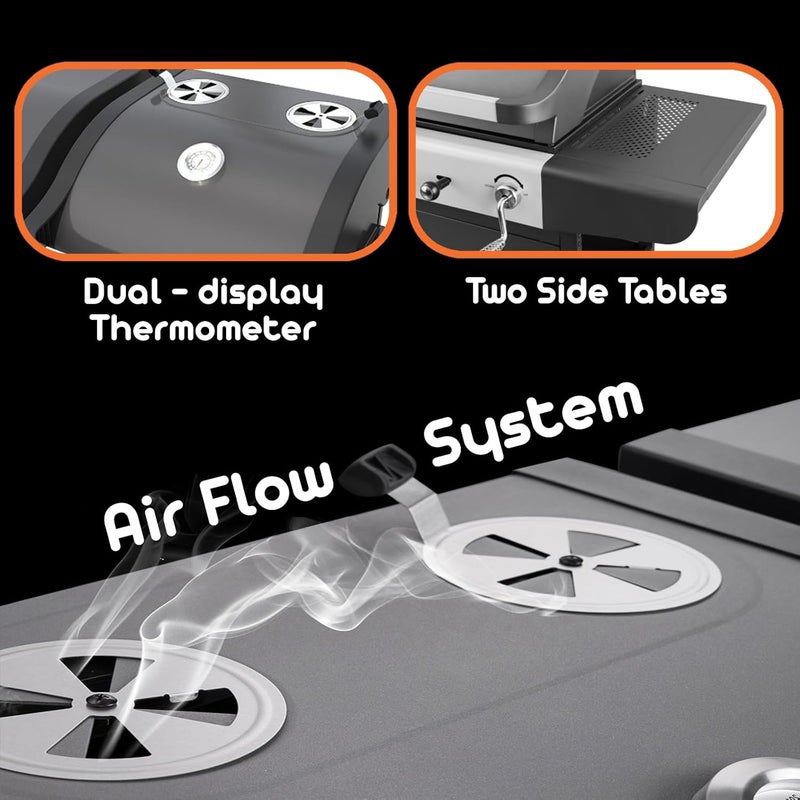 Royal Gourmet Dual Fuel Gas and Charcoal Grill Combo - Image 4