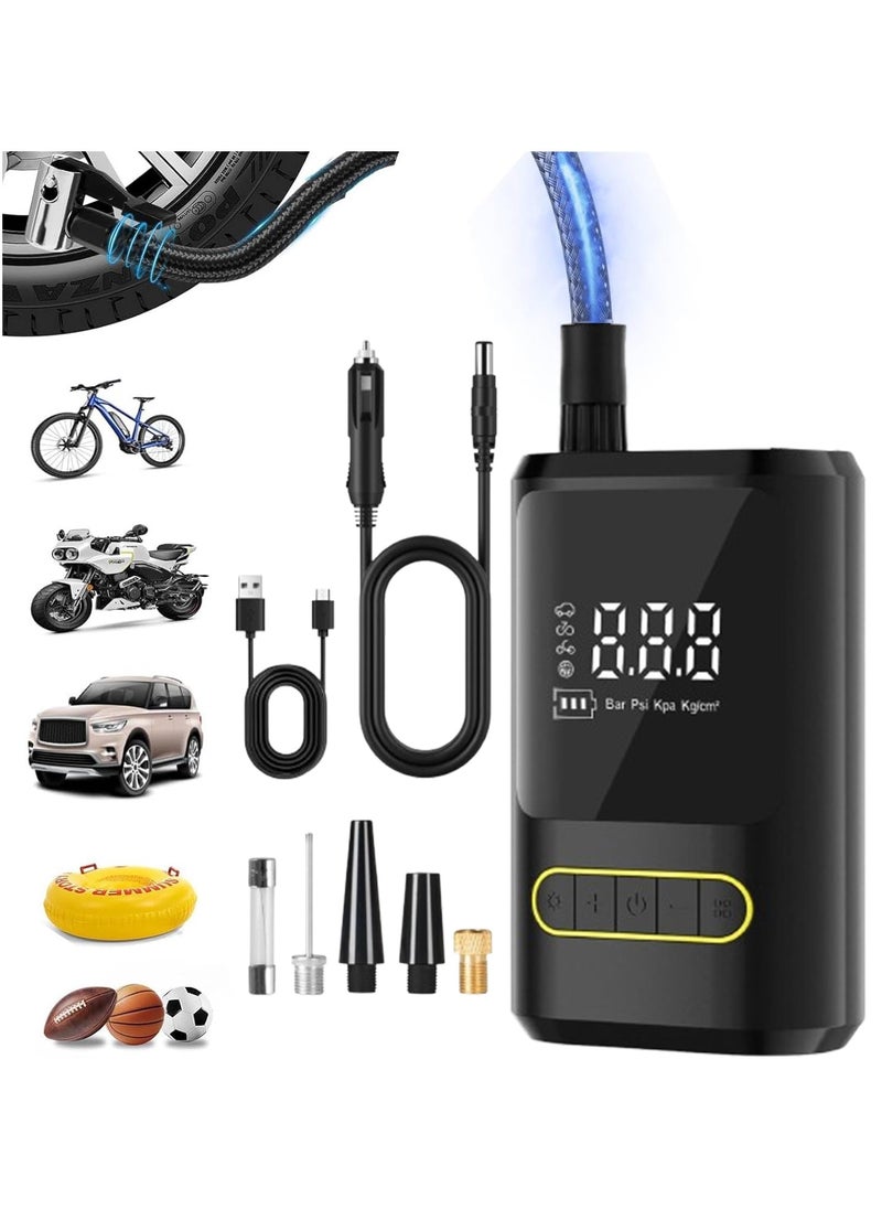 JUFU JUFU Tire Inflator Portable Air Compressor 4000mAh 150PSI Cordless Air Pump for Car Tires Electric Bike Tire Pump for Car Motorcycle Bicycle Ball with Pressure Gauge LED Light  - Image 1