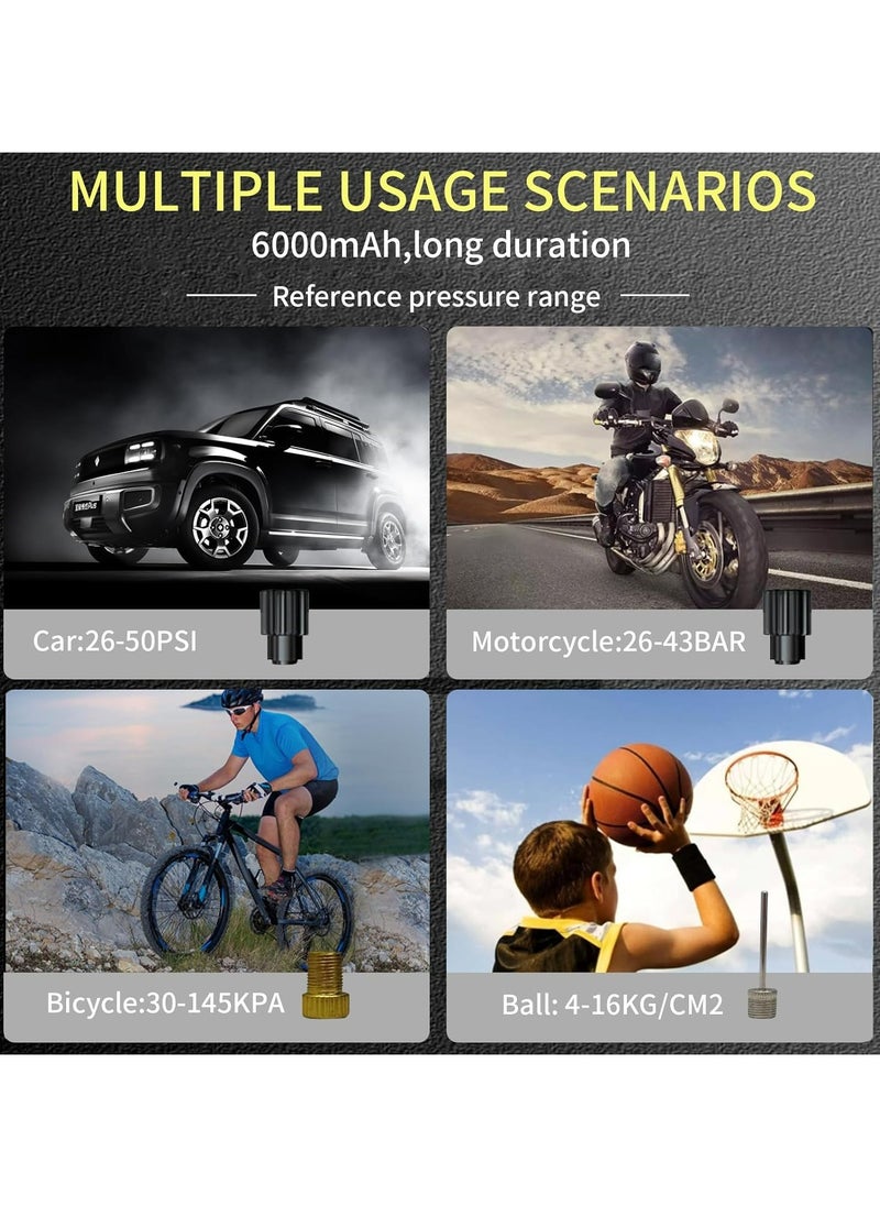 JUFU JUFU Tire Inflator Portable Air Compressor 4000mAh 150PSI Cordless Air Pump for Car Tires Electric Bike Tire Pump for Car Motorcycle Bicycle Ball with Pressure Gauge LED Light  - Image 4