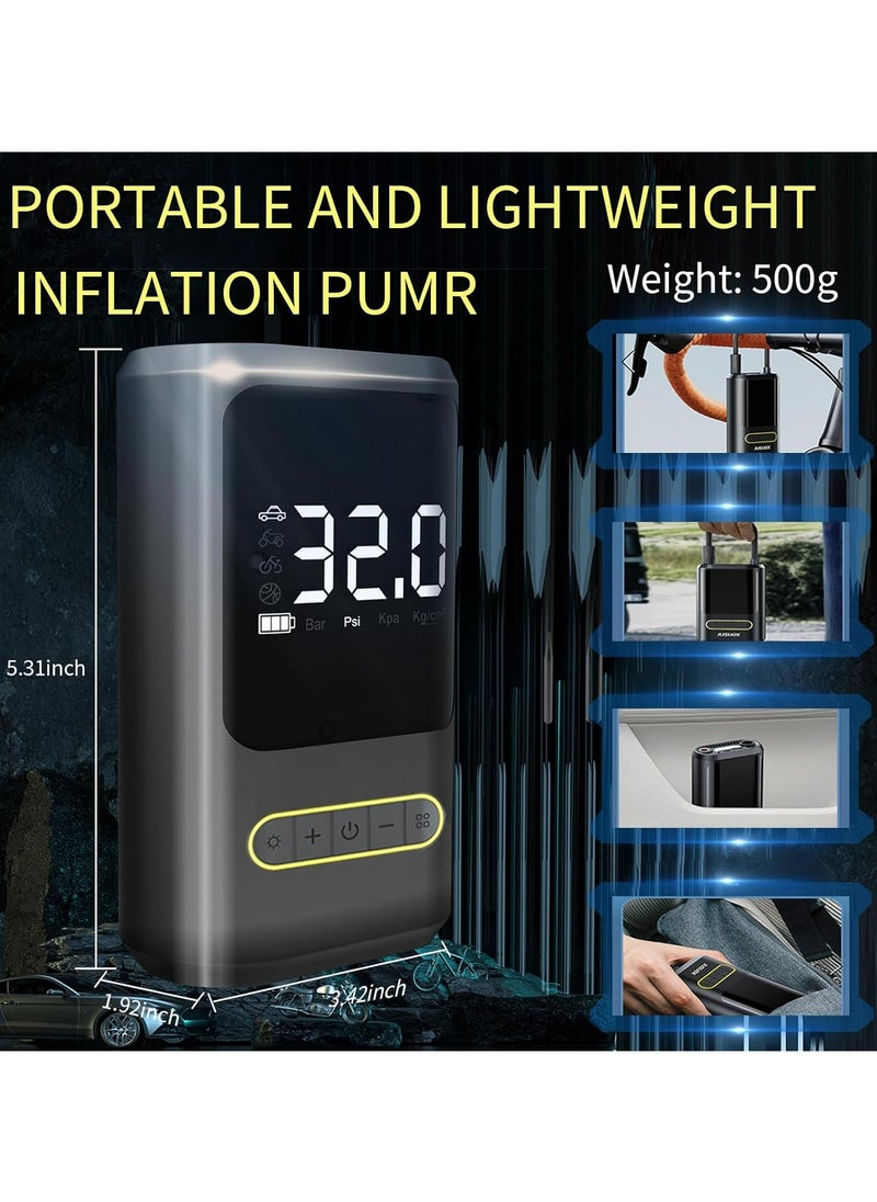 JUFU JUFU Tire Inflator Portable Air Compressor 4000mAh 150PSI Cordless Air Pump for Car Tires Electric Bike Tire Pump for Car Motorcycle Bicycle Ball with Pressure Gauge LED Light  - Image 5