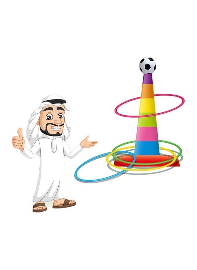 VIO Ring Toss Game Set Colorful Ring Throwing Quote Set for Kids Adults Interactive Circle Ferrule Set for Garden Backyard Party Games  - Image 2