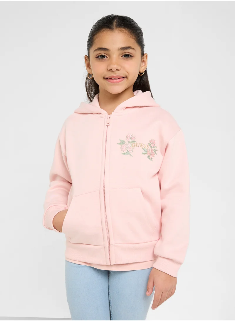 جس Kids Logo Hoodie