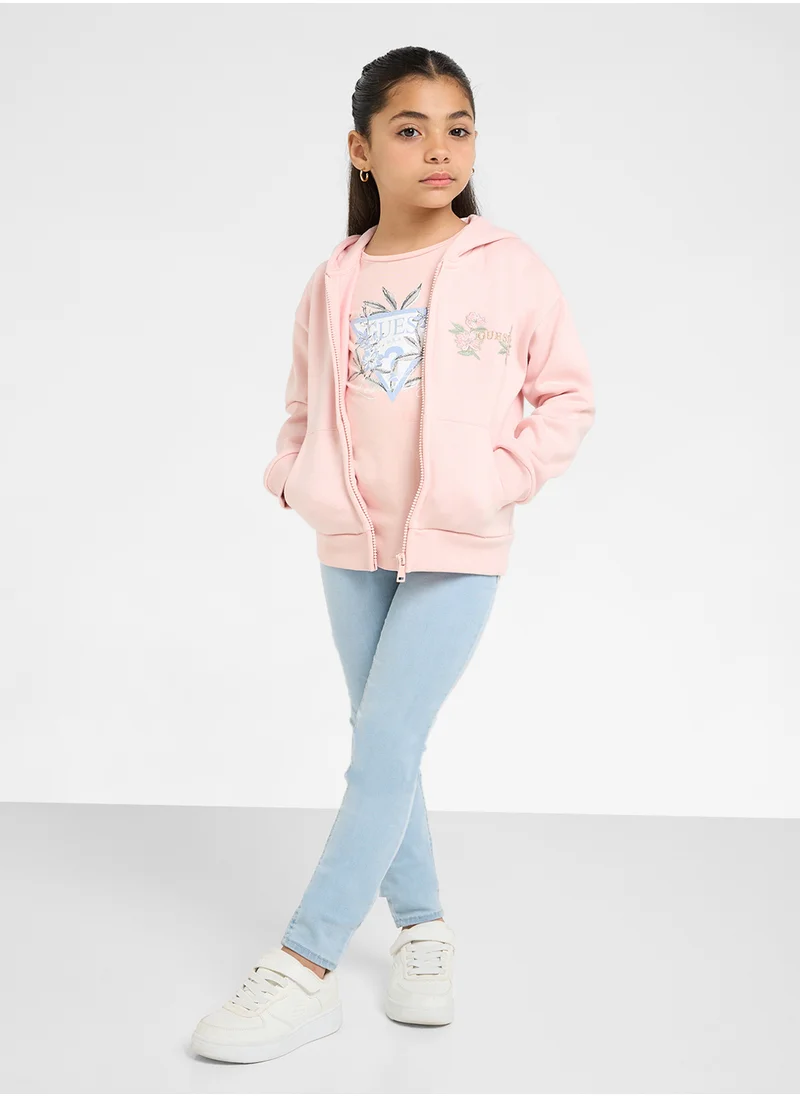 جس Kids Logo Hoodie