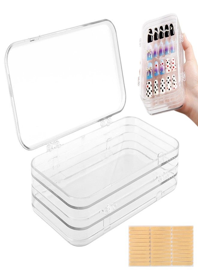 YOSINXU Tri-Fold Portable Press on Nail Storage Box, 4-Page Clear Press on Nails Organizer Box with 30 Pcs Adhesive Double Sided Tape, Clear PET Plastic Travel Holder - Image 4